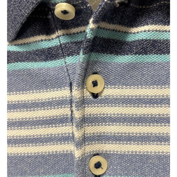 Cremieux mens polo shirt size XL stretch blue Purple striped side slit collared - Picture 2 of 4